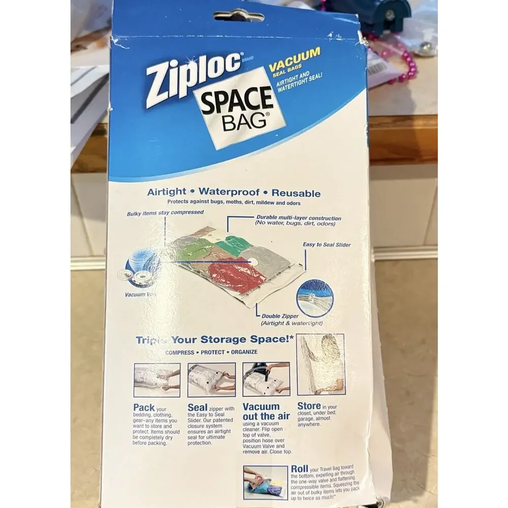 Ziploc Space Bag Vacuum Seal Bags 6 Bag Combo Pack w/ Carry On Bag NEW